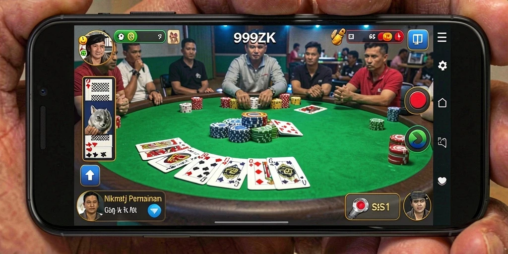 Tampilan gameplay seru dari 999ZK saat bermain Gaple.