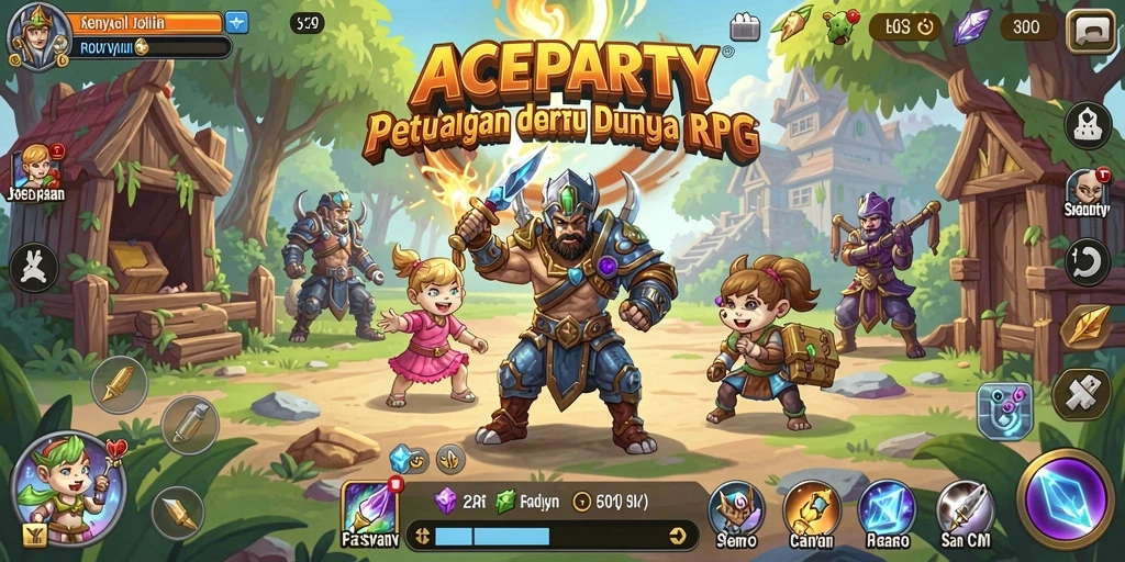 Tangkapan layar ACEPARTY menampilkan aksi pertempuran seru di dunia RPG.