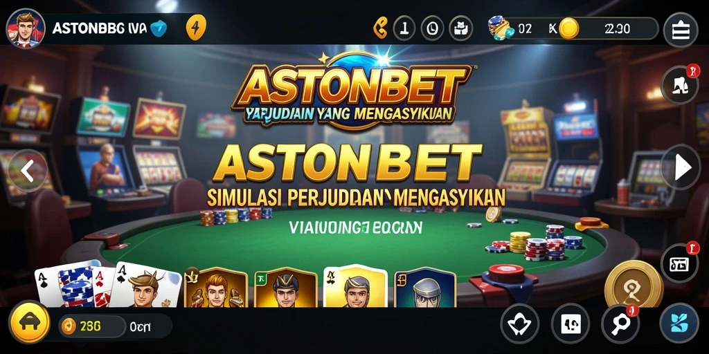 Tampilan gameplay ASTONBET dengan fitur simulasi game kasino yang menarik.