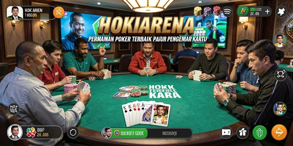 Screenshot gameplay HOKIARENA menampilkan suasana permainan Poker yang seru dan interaktif.
