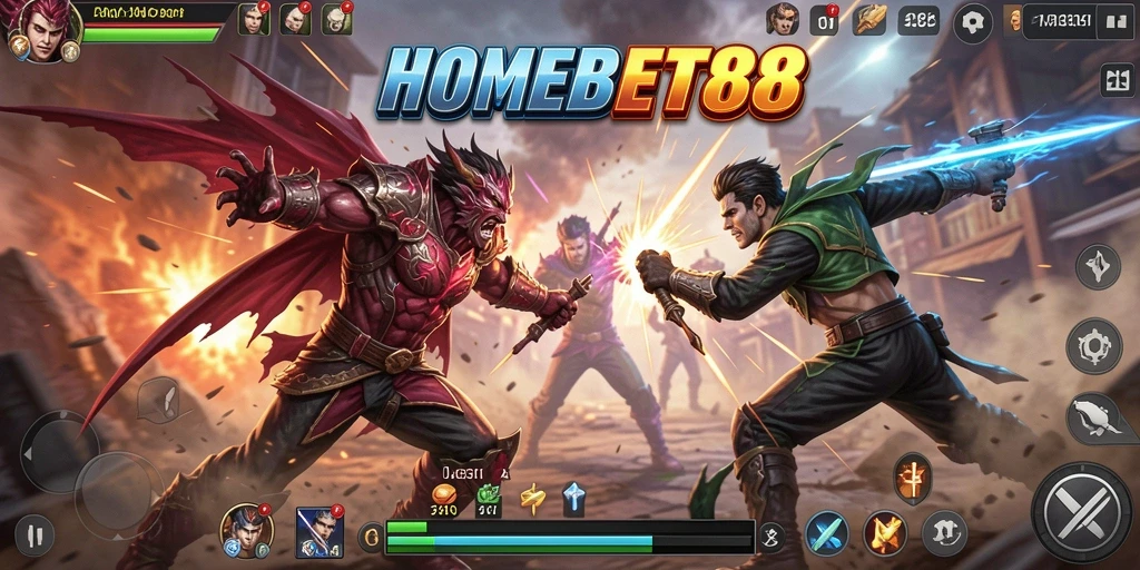 Tampilan gameplay seru dari HOMEBET88 yang menampilkan pertarungan yang mendebarkan.