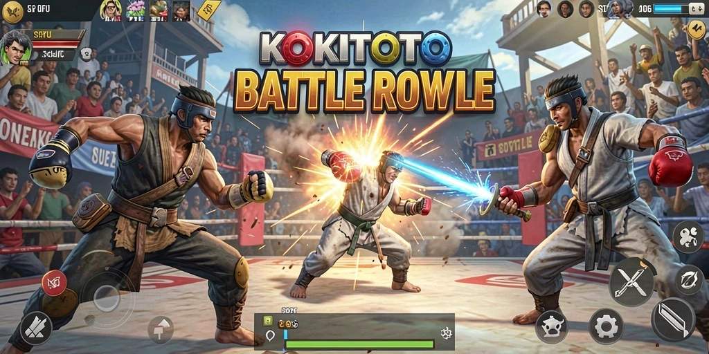 Tampilan gameplay KOKITOTO dengan aksi Battle Royale yang intens.
