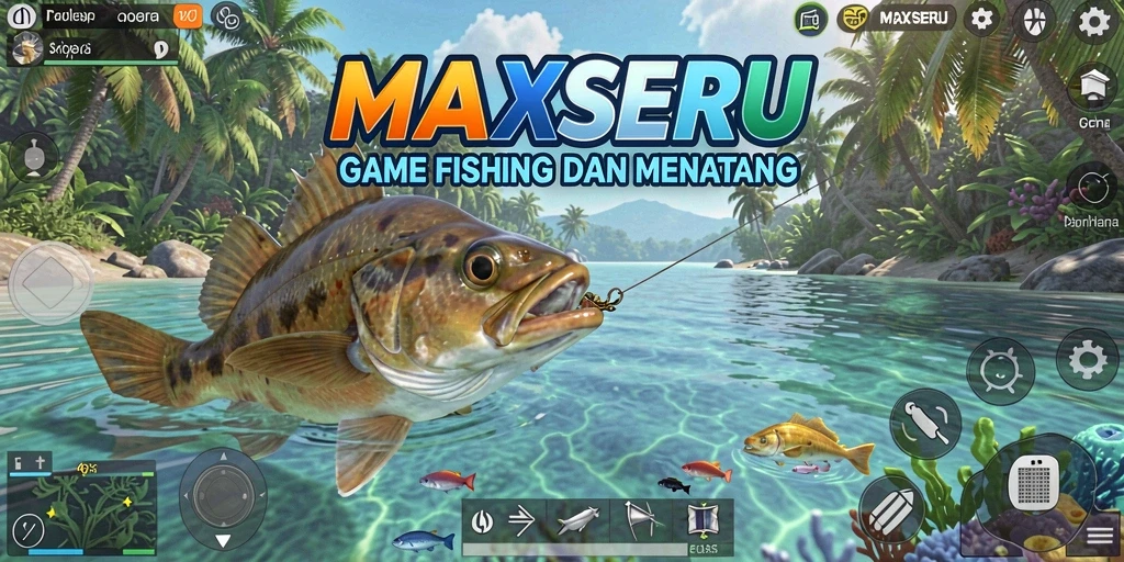 Screenshot gameplay MAXSERU menampilkan pengalaman memancing seru dan menantang.