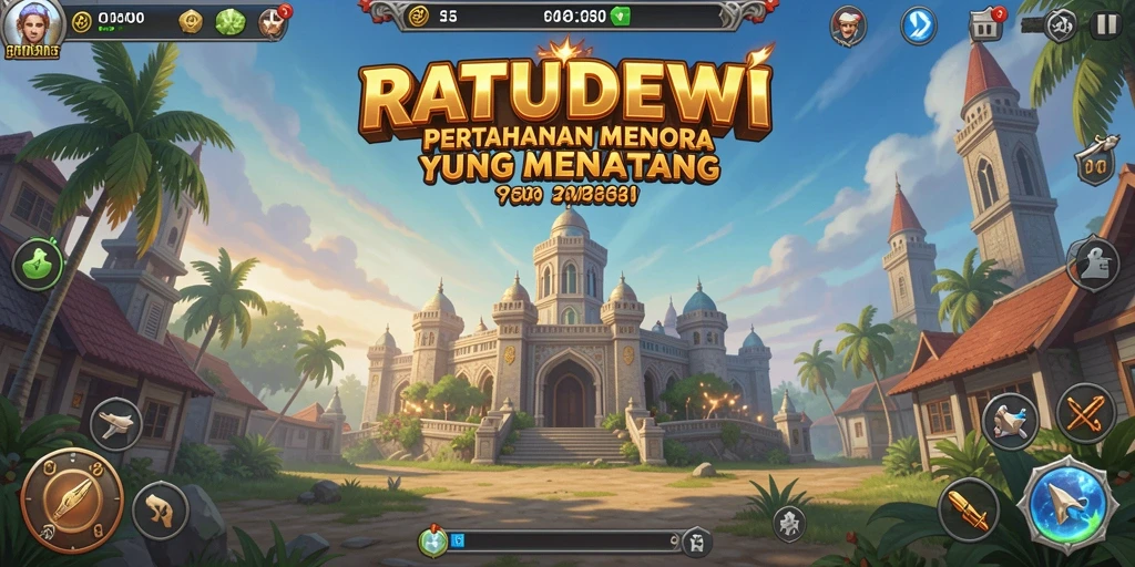 Tampilan gameplay <strong>RATUDEWI</strong> yang menegangkan saat menara bertahan dari serangan.