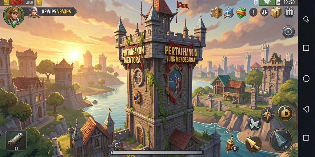 Tampilan gameplay RPVIP5 menara pertahanan yang intens.