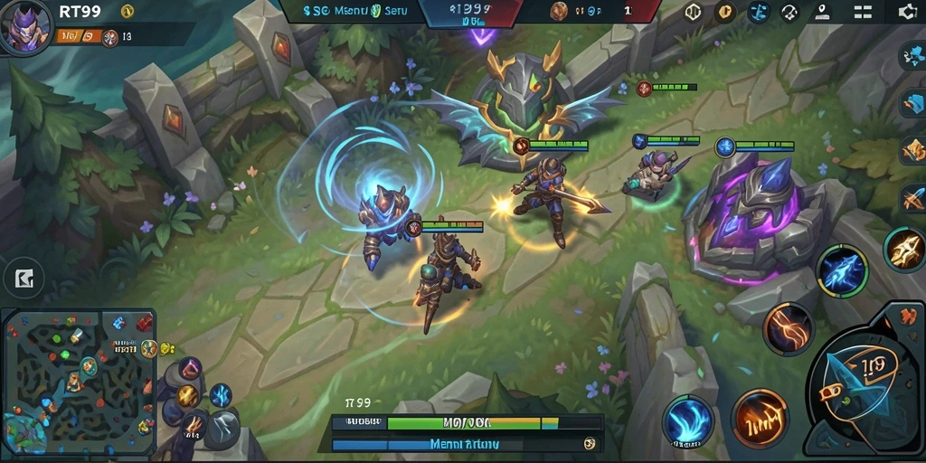 Gameplay RT99 yang intens dan strategis penuh aksi.