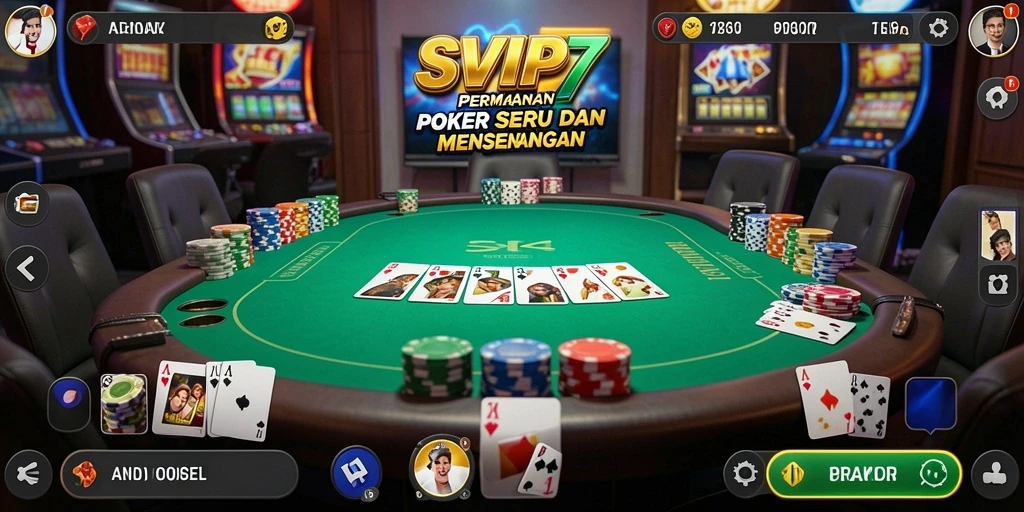 Tampilan screenshot gameplay poker yang seru dan menyenangkan.